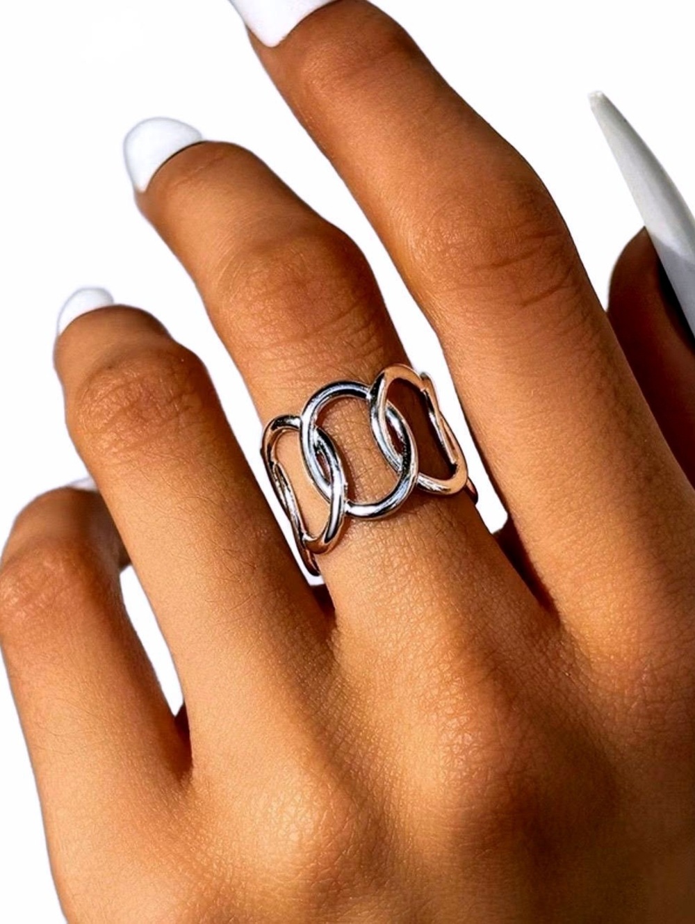 New -Trendy -Retro Style -Stainless Steel Open Link Ring -OS